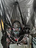 Ed Hardy Tattoo Print Bag with Custom Gothic Charms & Black Bow