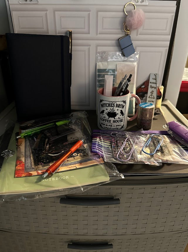 Journaling Boo Basket – Large PU Leather Journal, Junk Journal Kit, Book Light & Coffee Cup