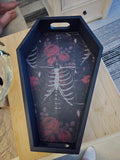 Skeleton & Roses Gothic Coffin Tray – 18 Inch