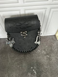 Black Viking Belt Pouch with Celtic Knotwork & Charms