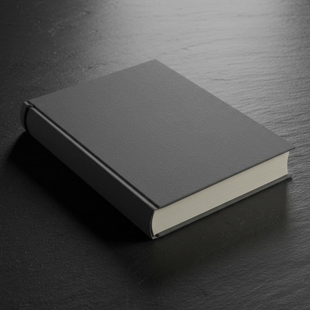 Blank heavy cardstock commercially bound journal with thick pages on dark surface