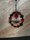 Sara’s Suncatchers – Red Glass & Lava Bat Visor Charm