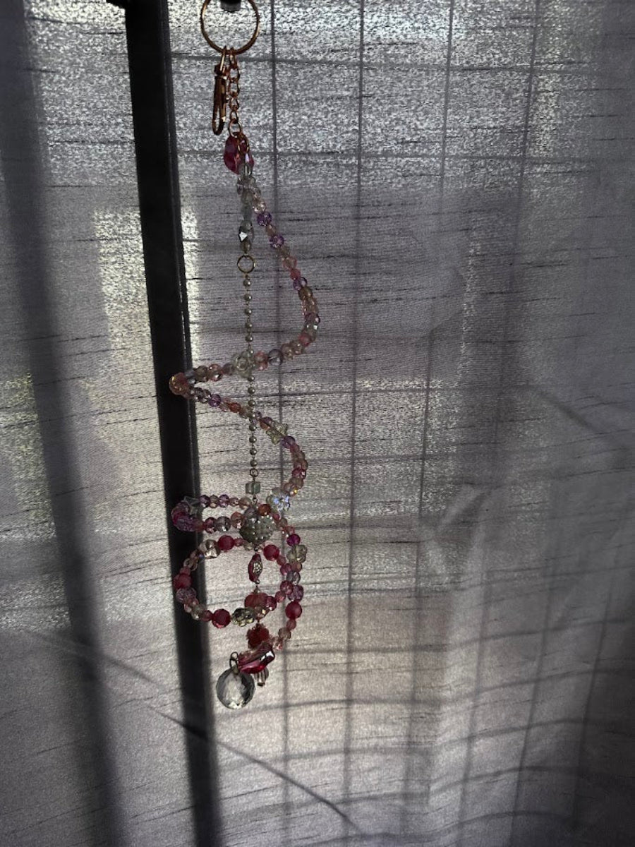 Sara’s Suncatchers – Rose Quartz & Clear Quartz Pearl Spiral