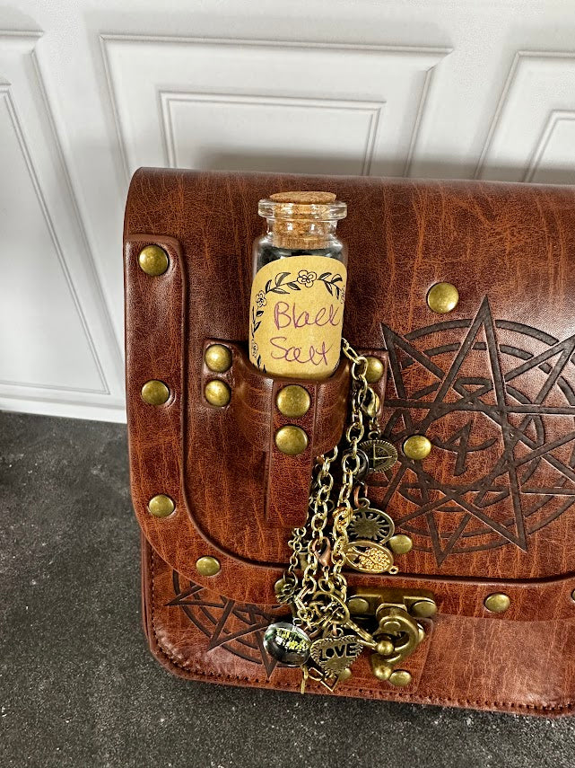 Brown Witchy Belt Pouch with Black Salt Jar & Charm Chain